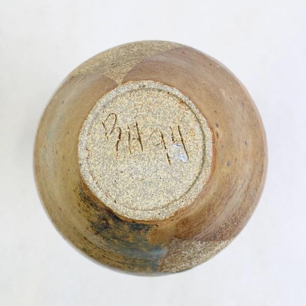 Handmade Pottery Vase Signed BH Tan Heavyweight Small 5.75" H x 3.5" W
