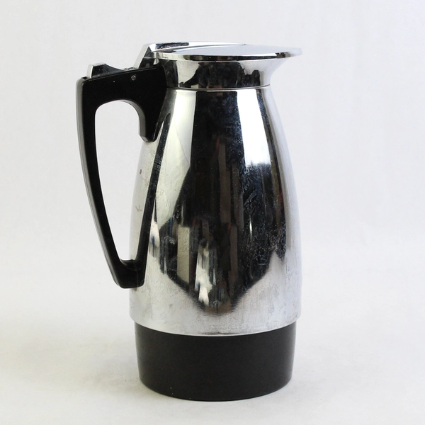 Vintage Kujaku Peacock 1970 Coffee Carafe Pitcher with Lid Chrome Black Japan
