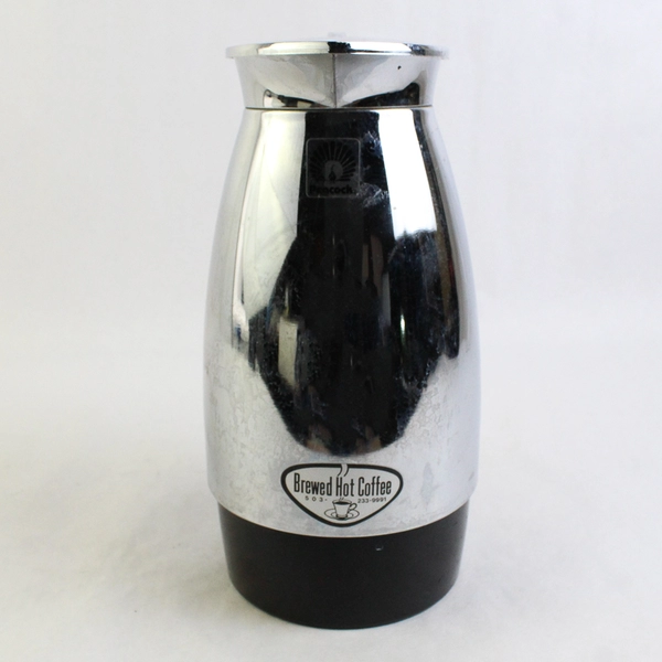 Vintage Kujaku Peacock 1970 Coffee Carafe Pitcher with Lid Chrome Black Japan