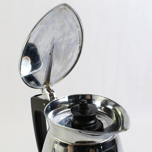 Vintage Kujaku Peacock 1970 Coffee Carafe Pitcher with Lid Chrome Black Japan