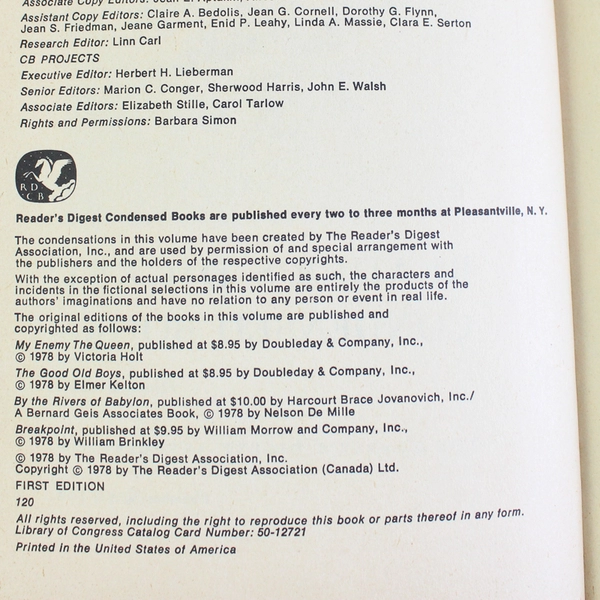 Vintage Reader's Digest Condensed Books Volume 4 1978 Hardcover