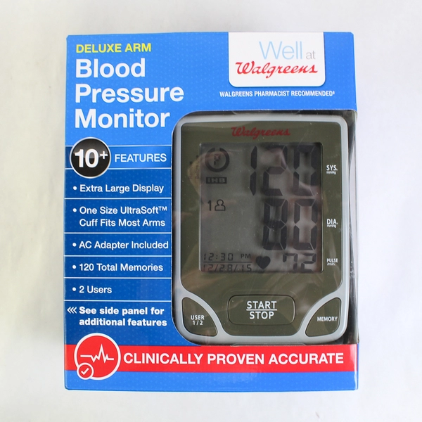 Walgreens Deluxe Arm Blood Pressure Monitor Universal Cuff XL Display NIB