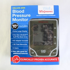 Walgreens Deluxe Arm Blood Pressure Monitor Universal Cuff XL Display NIB