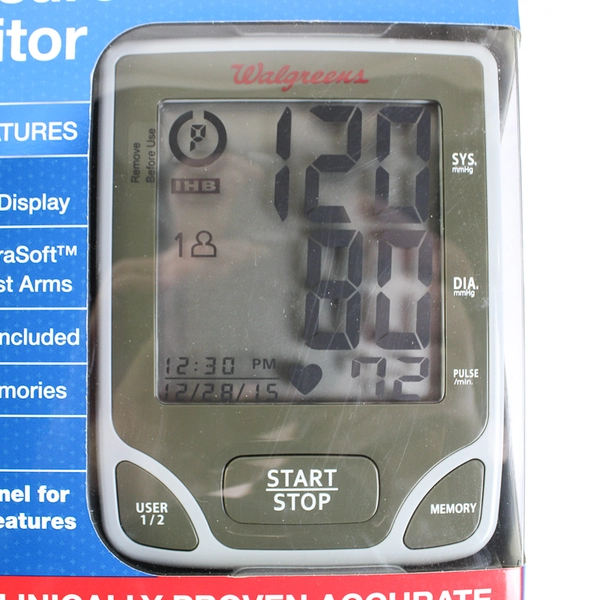 Walgreens Deluxe Arm Blood Pressure Monitor Universal Cuff XL Display NIB