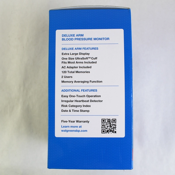 Walgreens Deluxe Arm Blood Pressure Monitor Universal Cuff XL Display NIB