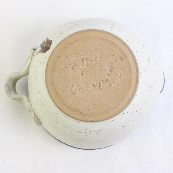 Signed Hand-Painted Studio Pottery Short Decorative Pitcher Flawed