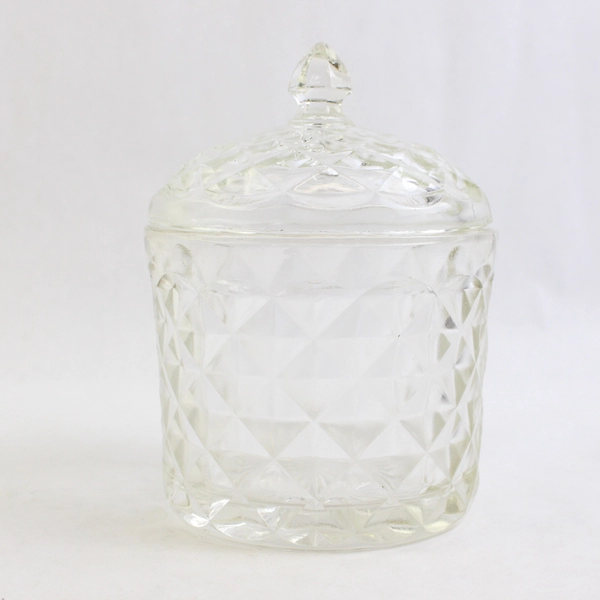 Diamond Cut Glass Jar With Lid 6 Inch