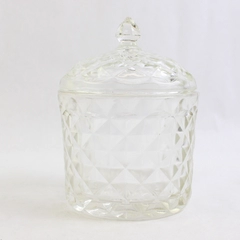 Diamond Cut Glass Jar With Lid 6 Inch