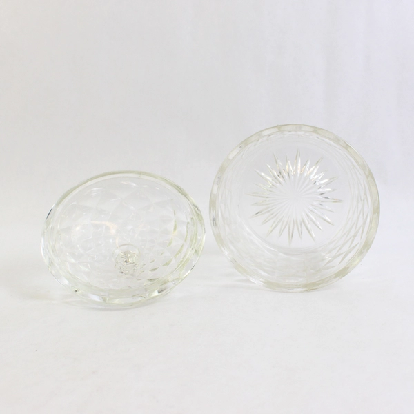 Diamond Cut Glass Jar With Lid 6 Inch