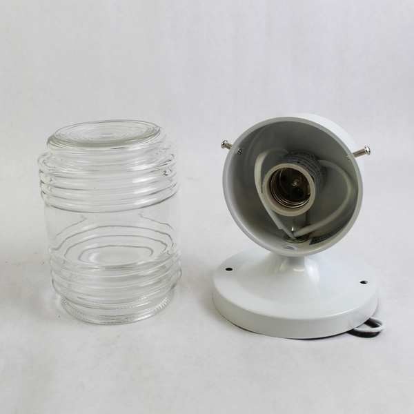 Project Source Wall Lantern Sconce #0156460 White Finish Clear Glass NIB