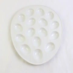 Kinfine Oval Ceramic Deviled Egg Plate Holds 16 Pieces