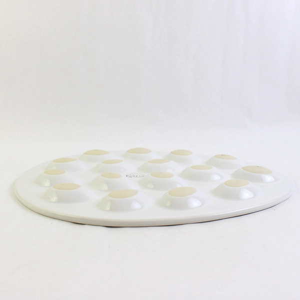 Kinfine Oval Ceramic Deviled Egg Plate Holds 16 Pieces