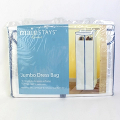 Mainstays Home White Jumbo Hanging Dress Bag 54x17x20" Closet Organizer New