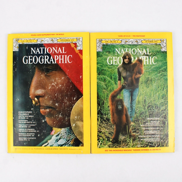 Lot of 2 Vintage National Geographic Magazines With Maps October & November 1975