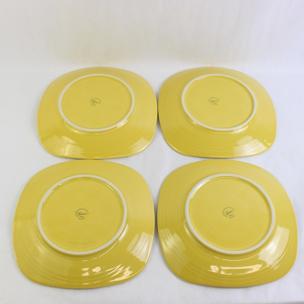 Lot of 4 Homer Laughlin Fiesta 10.75" Square Dinner Plates, Daffodil Yellow