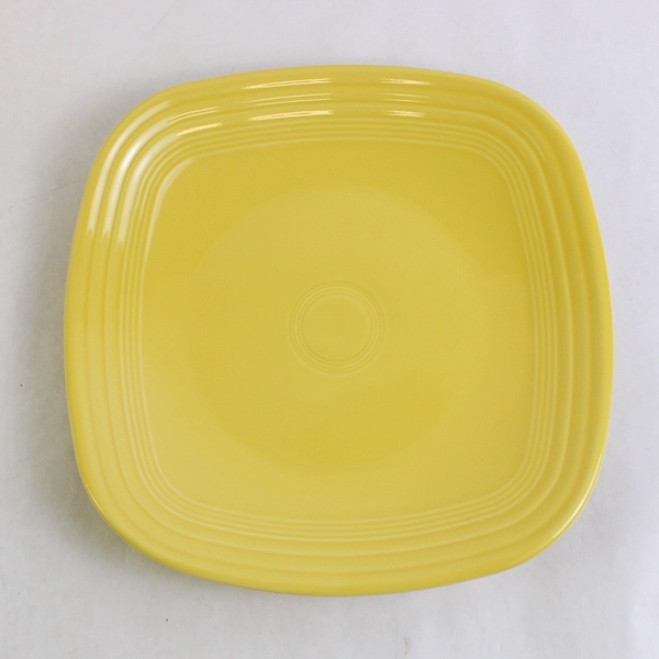 Lot of 4 Homer Laughlin Fiesta 10.75" Square Dinner Plates, Daffodil Yellow