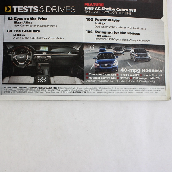 Motor Trend August 2012 Carroll Shelby 1923-2012 Gunning for 200mph Shelby's