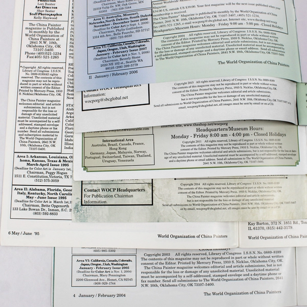 Lot of 6 The China Painter Magazines 1995, 2004, 2006, 2012, 2014, 2015, Vintage