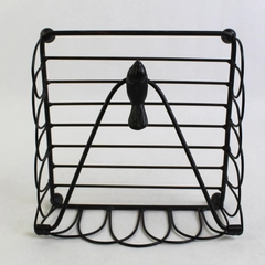 Black Metal Wire Cocktail Napkin Holder with Bird Accent