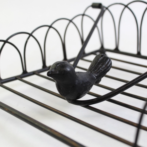 Black Metal Wire Cocktail Napkin Holder with Bird Accent