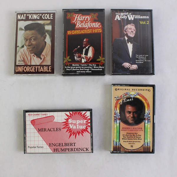 Lot of 5 Cassette Tapes Mathis Engelbert Belafonte Williams Nat King Cole