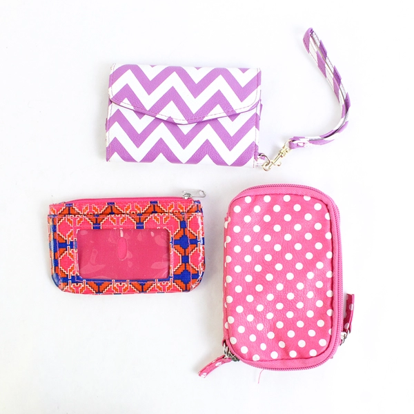 Lot of 7 Girls' Wallets Various Patterns and Colors