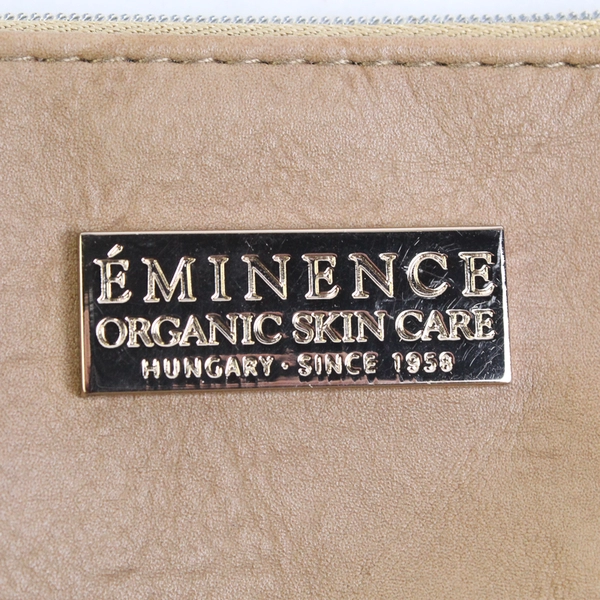 Eminence Organic Skin Care Beige Faux Leather Wristlet Cosmetic Bag
