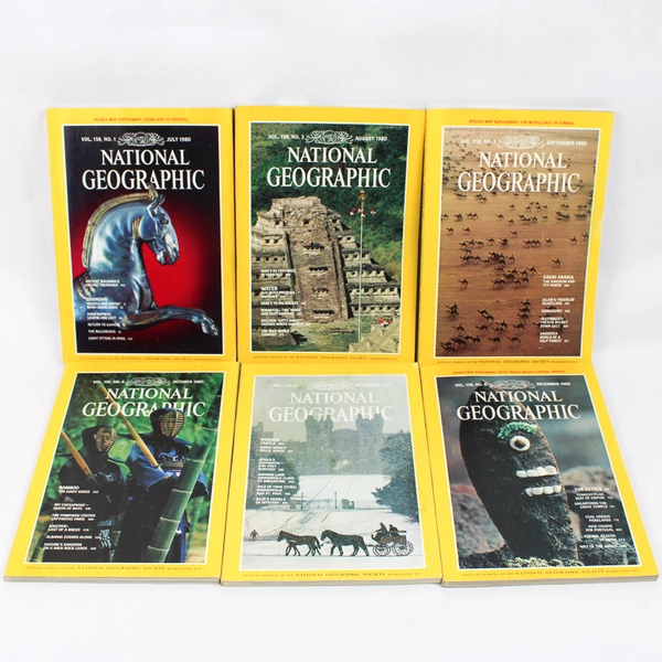Vintage Lot of 6 National Geographic Magazines July Aug Sept Oct Nov & Dec 1980