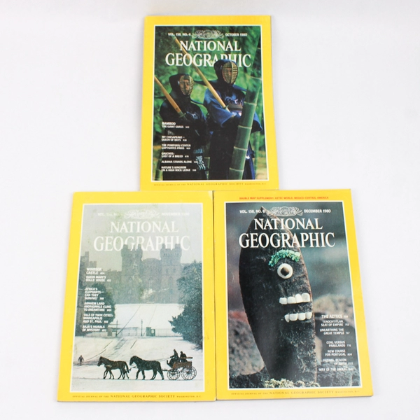 Vintage Lot of 6 National Geographic Magazines July Aug Sept Oct Nov & Dec 1980