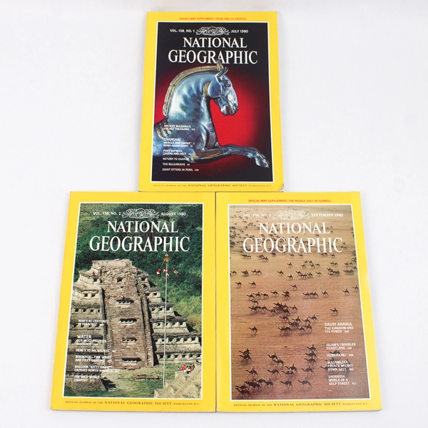 Vintage Lot of 6 National Geographic Magazines July Aug Sept Oct Nov & Dec 1980