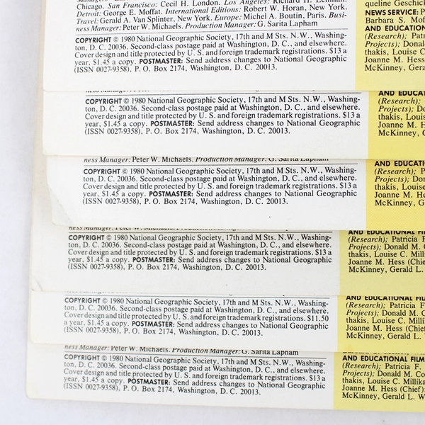 Vintage Lot of 6 National Geographic Magazines July Aug Sept Oct Nov & Dec 1980