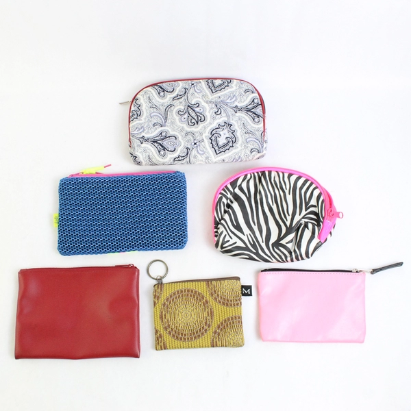 Lot of 6 Women's Small Cosmetic Bags Various Colors