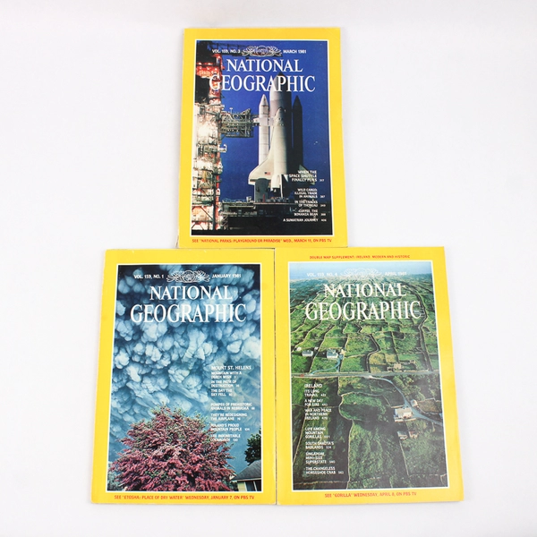 Vintage Lot of 5 National Geographic Magazines Jan Feb March April & May 1981