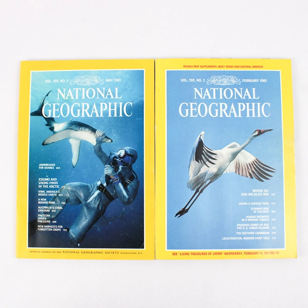 Vintage Lot of 5 National Geographic Magazines Jan Feb March April & May 1981