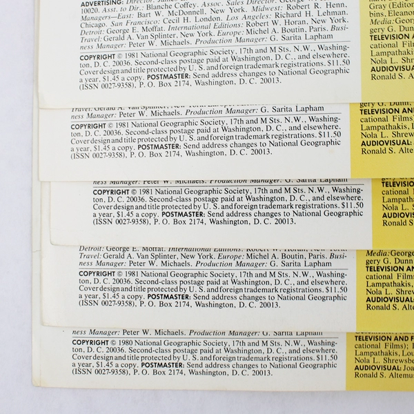 Vintage Lot of 5 National Geographic Magazines Jan Feb March April & May 1981