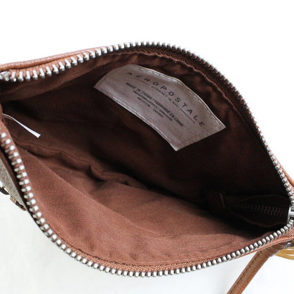 Aeropostale Small Brown Faux Leather Crossbody Purse