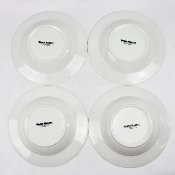 Set of 4 World Market Vegetable Pattern Ceramic Pasta Or Coupe Soup Bowls