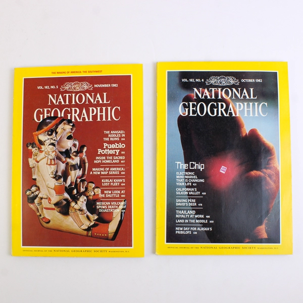 Vintage Lot of 4 National Geographic Magazines Aug Oct Nov & Dec 1982