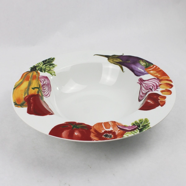World Market Vegetable Print 12 Inch Ceramic Serving Bowl