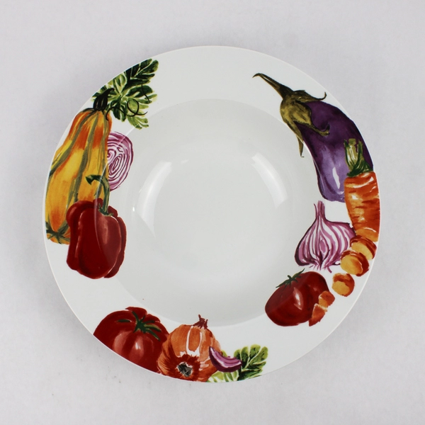World Market Vegetable Print 12 Inch Ceramic Serving Bowl