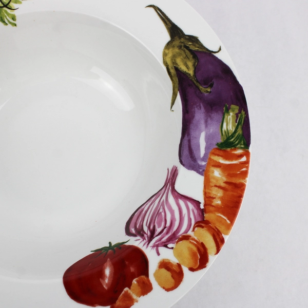 World Market Vegetable Print 12 Inch Ceramic Serving Bowl