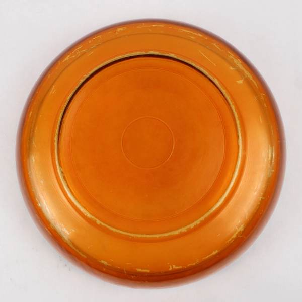 Vintage 12 Inch Hand Painted Amber Glass Serving Bowl