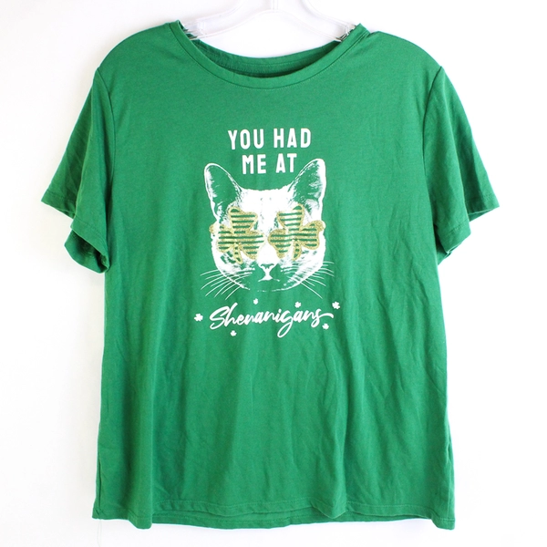 Wal-Mart Way To Celebrate St. Patrick's Day Cat Graphic T-Shirt Girls' L 12-14