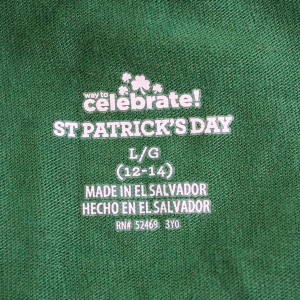 Wal-Mart Way To Celebrate St. Patrick's Day Cat Graphic T-Shirt Girls' L 12-14