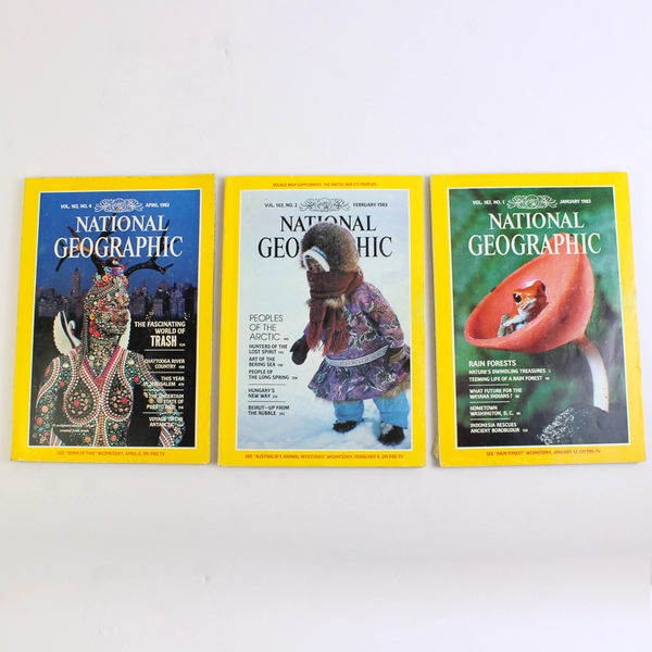 Vintage Lot of 5 National Geographic Magazines Jan Feb April May & June 1983