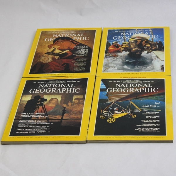 Vintage Lot of 4 National Geographic Magazines July Aug Nov & Dec 1983