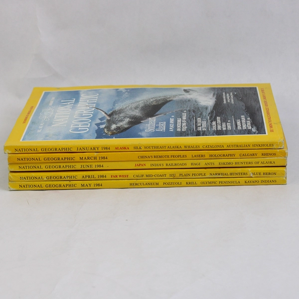 Vintage Lot of 5 National Geographic Magazines Jan March April May & June 1984