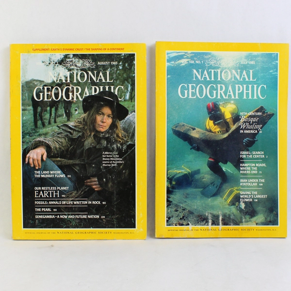 Lot of 2 Vintage National Geographic Magazines July and August 1985