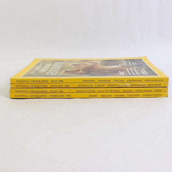Lot of 4 Vintage National Geographic Magazines Jan Feb May and June 1986