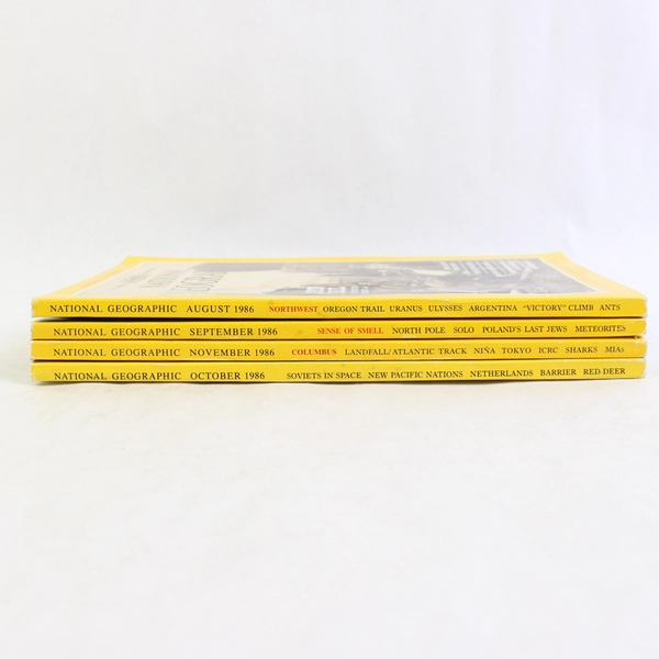 Lot of 4 Vintage National Geographic Magazines Aug Sept Oct & Nov 1986